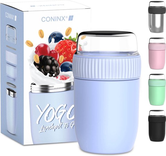 Yotutun Boîte à Lunch Isotherme 1 Litre - Récipient Repas Bento Pour Enfants Et Adultes - Garde Au Chaud 1-2h, Acier Inoxydable Sans BPA - 12
