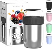 Coninx Thermos Lunchbox - Tasse à muesli à emporter - Tasse à yaourt à emporter - Tasse à muesli 840 ml (600 ml + 240 ml) - Acier inoxydable