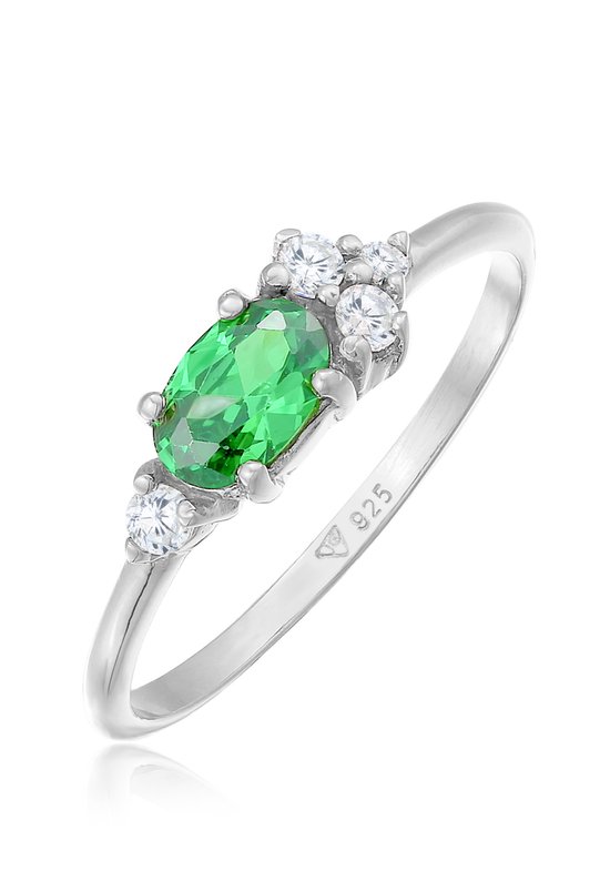 Elli Bague pour femme Ring de Bague de fiançailles pour femme Vert extravagant avec cristaux de zircon cubique en Argent sterling 925