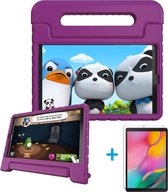 Case2go - Hoes geschikt voor Samsung Galaxy Tab A 10.1 (2019) - Schokbestendige case met handvat + Screenprotector - Paars