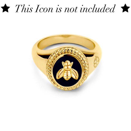 Mi Moneda-MMV ICONS RING OVAL 925 SILVER GOLD PLATED WITH BLACK ENAMEL |  bol.com