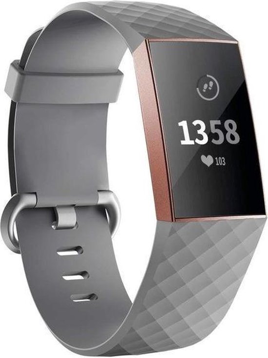 Fitbit Charge 3 silicone band (grijs) - Afmetingen: Maat L | bol.com