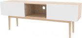 Bern TV meubel met 2 klapdeuren en 1 plank in eiken decor en wit.