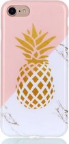 GadgetBay Gold Ananas Marmer Case iPhone 6 6s hoesje - Roze Wit Goud