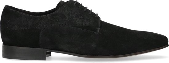 Sacha - Heren - Zwarte suède veterschoenen met motiefje - Maat 45 | bol.com