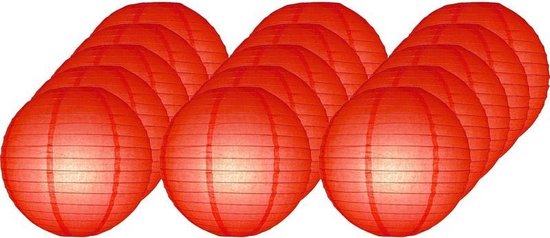 15x Lanternes boule de luxe rouge 25 cm - Décoration de fête / décoration
