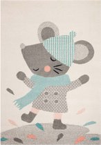 Kindervloerkleed Muis - crème/grijs 120x170 cm