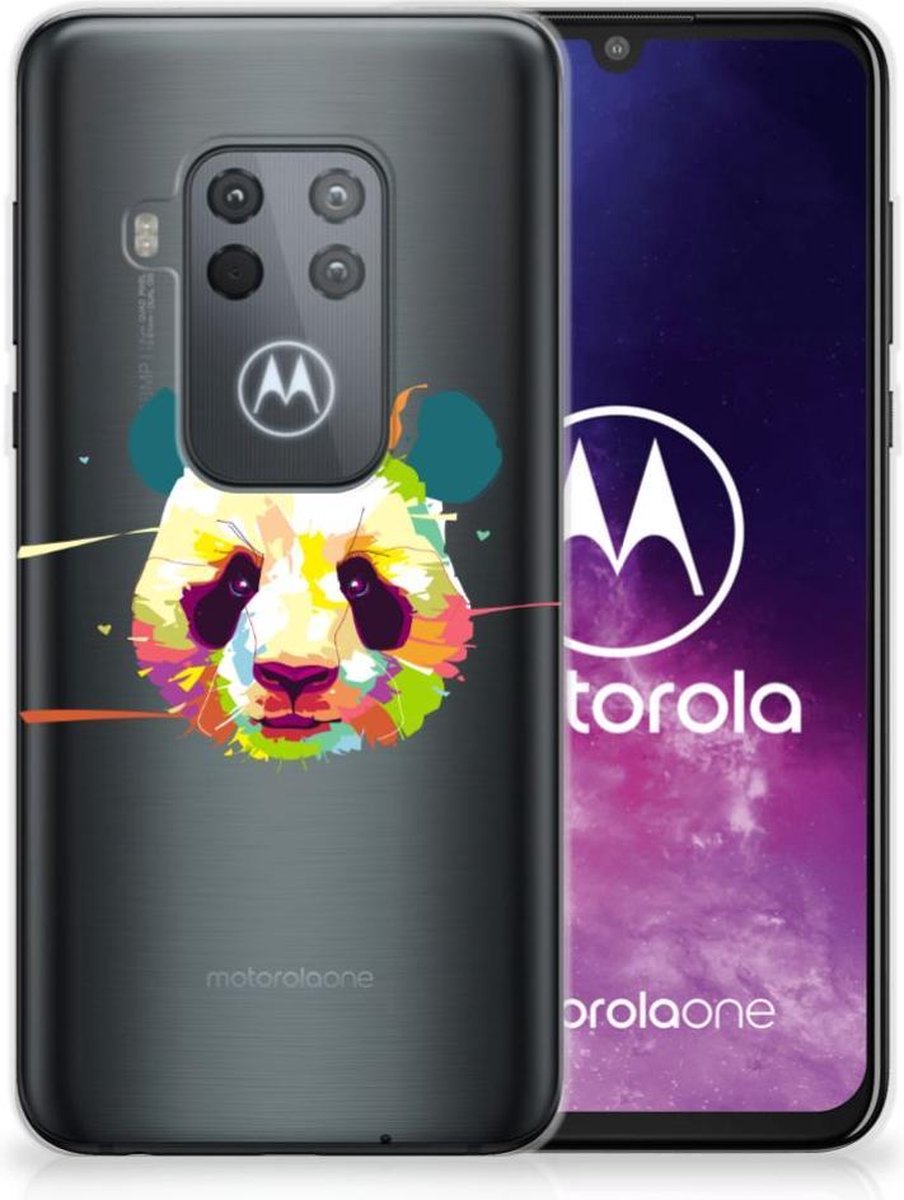 Motorola One Zoom Telefoonhoesje met Naam Panda Color