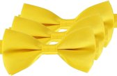 3x Gele verkleed vlinderstrikjes 12 cm voor dames/heren - Geel thema verkleedaccessoires/feestartikelen - Vlinderstrikken/vlinderdassen met elastieken sluiting