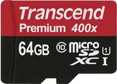 Transcend Premium UHS-I Micro SD kaart 64GB + adapter  (300x)