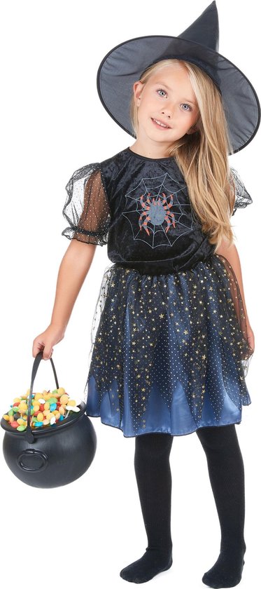 LUCIDA - Spinnen heksen kostuum voor meisjes - L 128/140 (10-12 jaar)