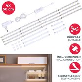 B.K.Licht - LED strips - 4x 50cm - met schakelaar - siliconencoating - keukenverlichting - zelfklevend