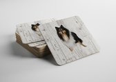 Hond Schotse Herdershond | Houten Onderzetters 6 Stuks