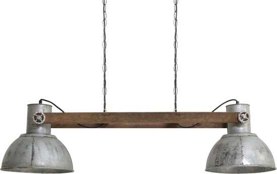 Light & Living Lampe à suspension ELAY 2L - grange en bois - argent vintage