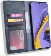 Samsung Galaxy A51 Book Case Hoesje Book Case Retro Wallet Blauw
