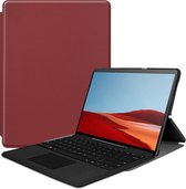 Microsoft Surface Pro X hoes - Tri-Fold Book Case - Donker Rood