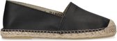 Manfield - Dames - Zwarte leren espadrilles - Maat 37