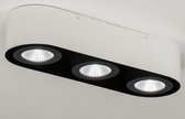 Lumidora Opbouwspot 72693 - 3 Lichts - Ingebouwd LED - 15.0 Watt - 1350 Lumen - 2700 Kelvin - Zwart - Wit - Metaal - Badkamerlamp