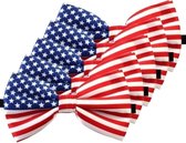 5x Amerika/USA verkleed vlinderstrikjes 12 cm voor dames/heren -  Landen thema verkleedaccessoires/feestartikelen - Vlinderstrikken/vlinderdassen met elastieken sluiting