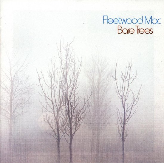 Fleetwood Mac Bare Trees albumcover met silhouetten van kale bomen in de mist.