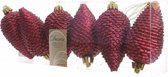 Kerstboom decoratie kerstbal dennenappels donkerrood 6 stuks