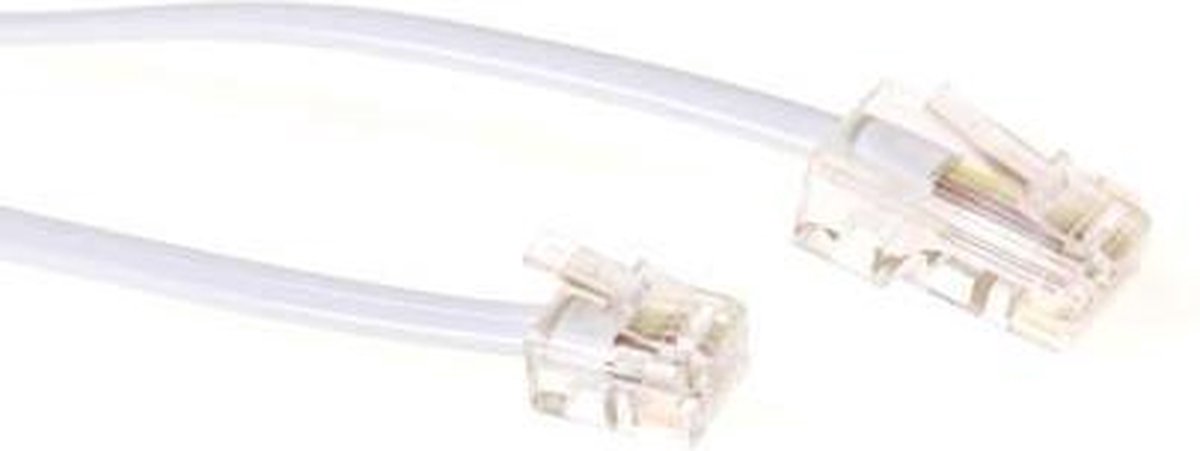 ACT Witte 10 meter platte telefoonkabel met RJ11 en RJ45 connectoren