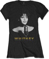 Whitney Houston Dames Tshirt -S- Black & White Photo Zwart