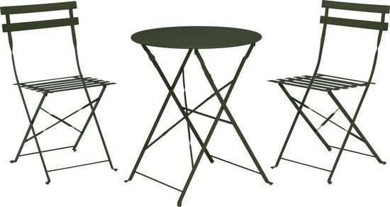 Bistro Set- tuintafel met 2 stoelen- buiten set- metaal- groen- opklapbaar