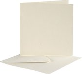 Cartes et enveloppes, dimension carte 12,5x12,5 cm, dimension enveloppes 13,5x13,5 cm, blanc cassé, 10sets