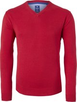 Redmond heren trui katoen - V-hals - rood -  Maat L