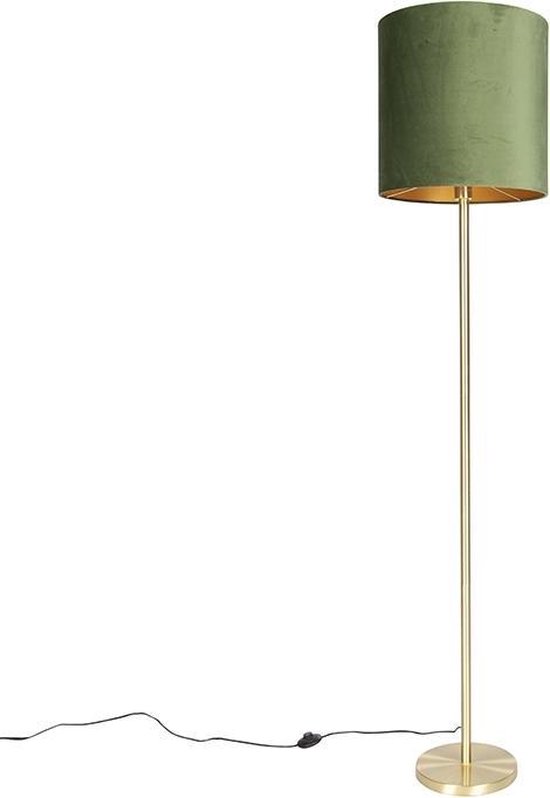 Binnenshuis langs Taille QAZQA simplo - Moderne Vloerlamp | Staande Lamp met kap - 1 lichts - H 1840  mm - Groen... | bol.com