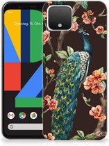 Google Pixel 4 TPU Hoesje Pauw met Bloemen