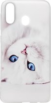 ADEL Siliconen Back Cover Softcase Hoesje Geschikt voor Samsung Galaxy A40 - Katten Wit