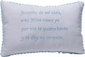 Gamberritos Decoratiekussen Jesusito De Mi Vida 30 Cm Wit/blauw
