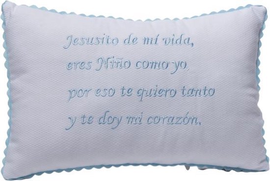 Gamberritos Coussin décoratif Jesusito De Mi Vida 30 Cm Wit/ bleu