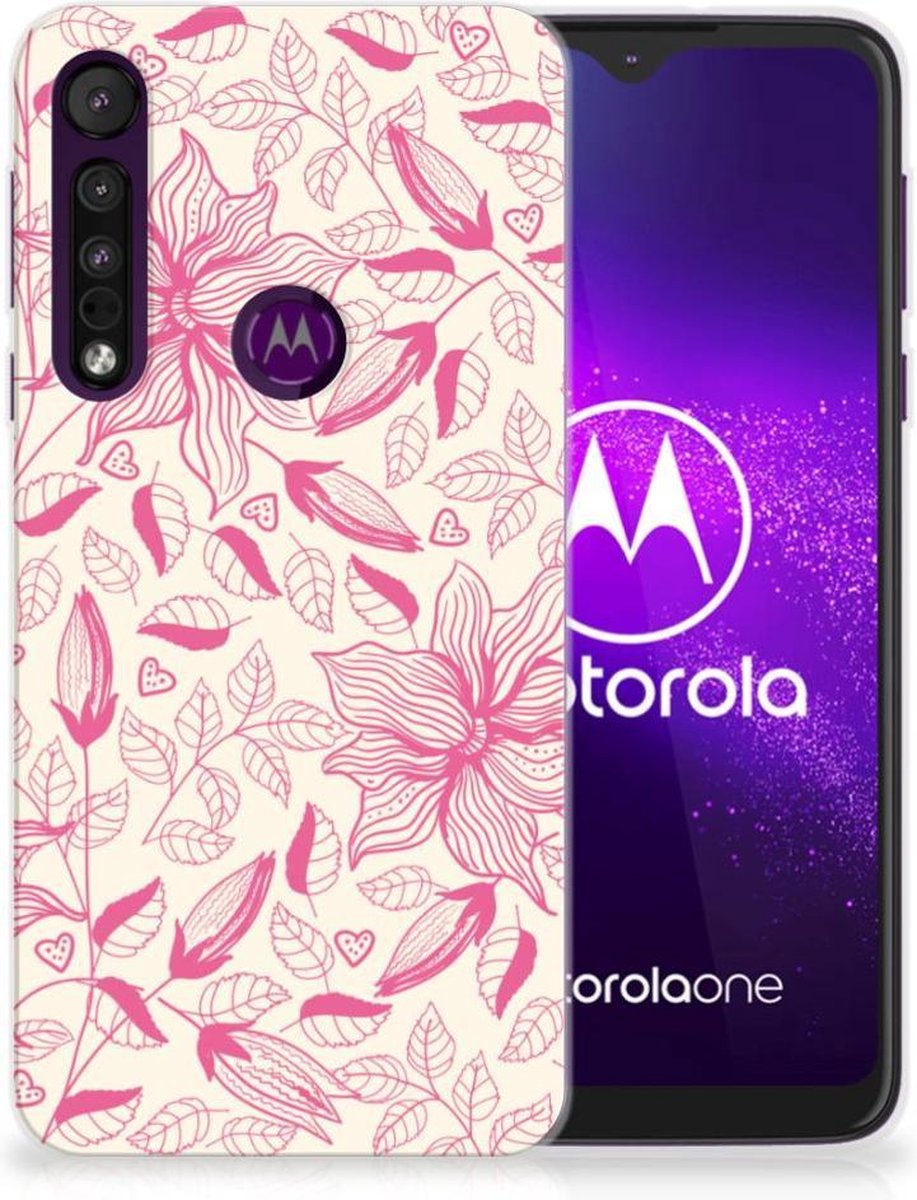 Motorola One Macro TPU Case Pink Flowers