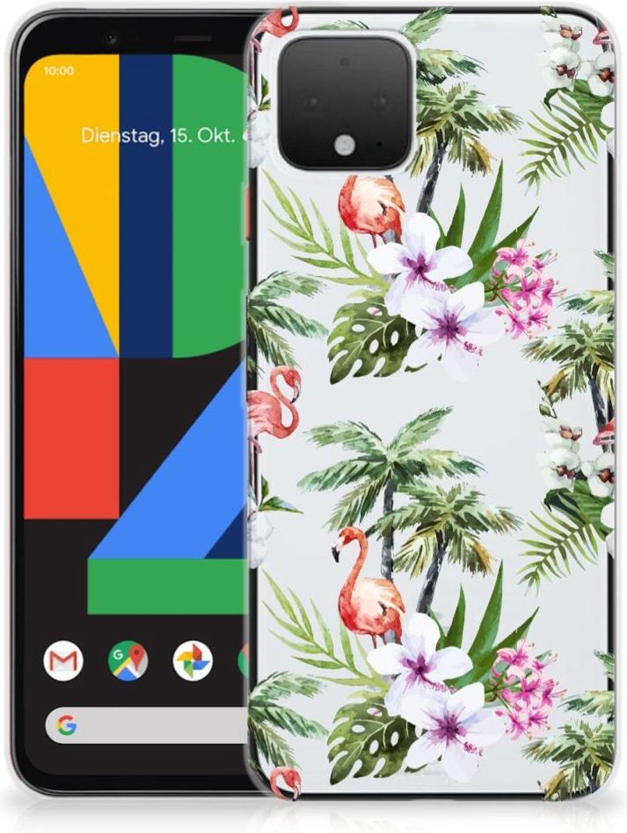 Google Pixel 4 TPU Hoesje Flamingo Palms