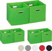 Relaxdays 6x opbergbox stof - opvouwbaar - opbergmand - 30 cm - kast organizer – groen
