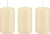 3x Cremewitte cilinderkaarsen/stompkaarsen 6 x 12 cm 40 branduren - Geurloze kaarsen - Woondecoraties