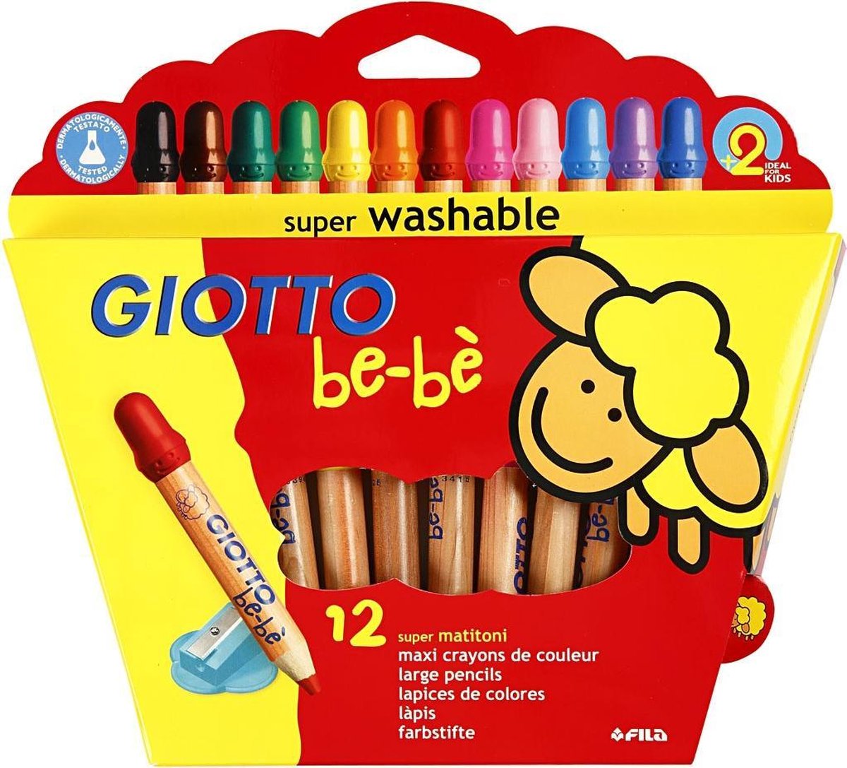 Giotto Bèbè Crayons de couleur 12 pièces avec taille-crayon