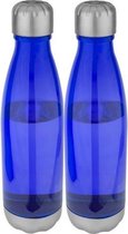 2x Blauwe drinkflessen/waterflessen met schroefdop 650 ml - Sportfles - BPA-vrij