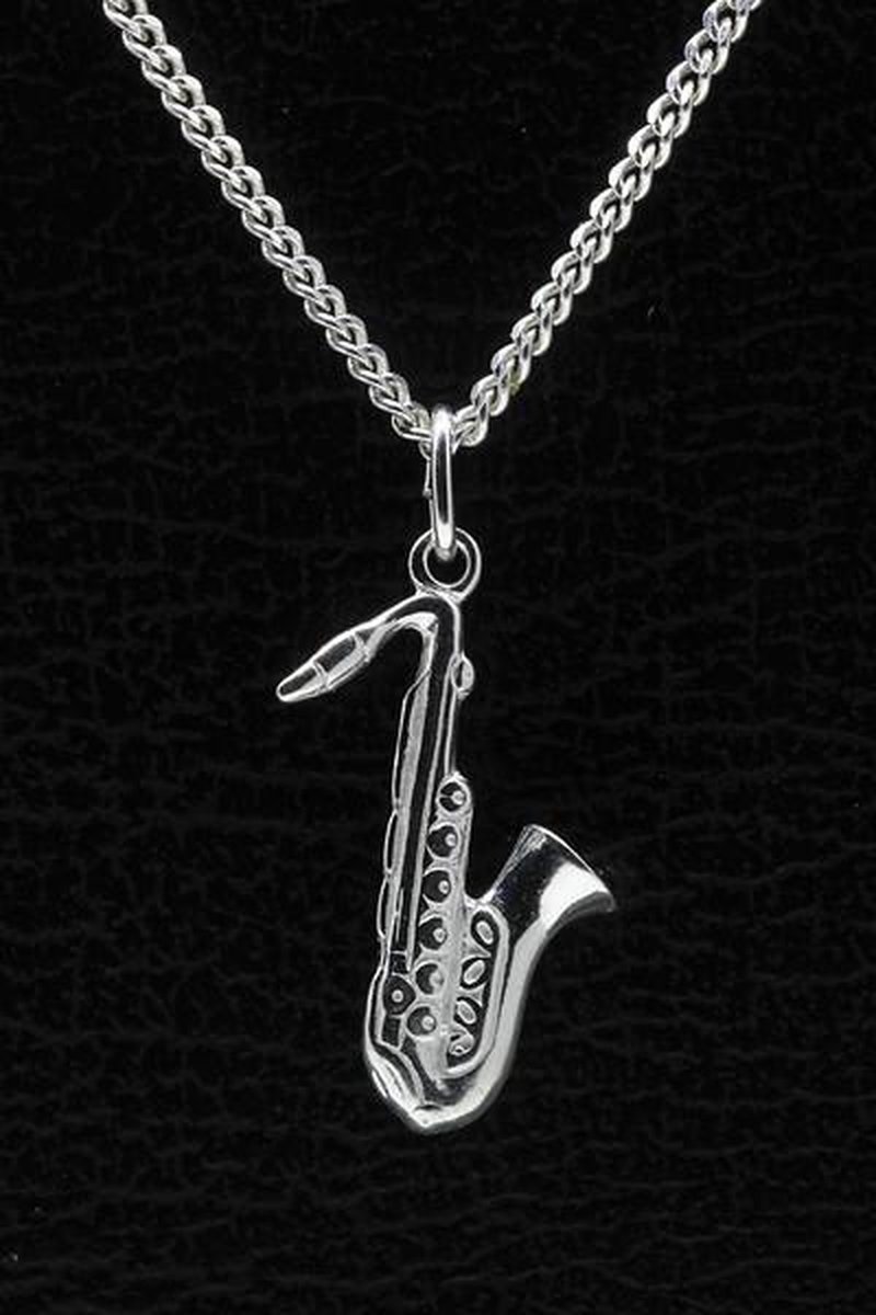 Zilveren Saxofoon ketting hanger