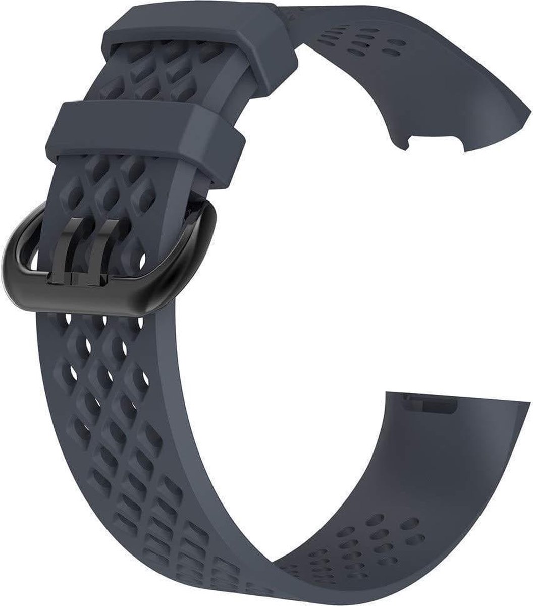 watchbands-shop.nl Siliconen bandje - Fitbit Charge 3 - DonkerBlauw - Large