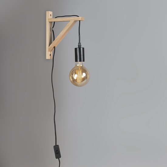 QAZQA galgje - Moderne Wandlamp voor binnen - 1 lichts - D 190 mm - Bruin - Woonkamer | Slaapkamer | Keuken