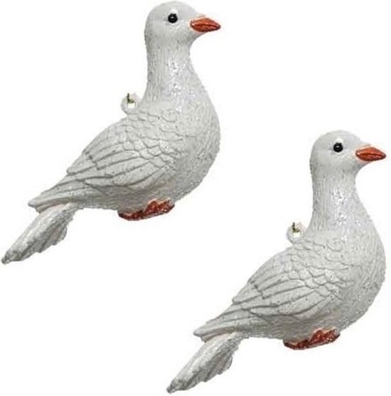 Ver weg hoekpunt Besluit 2x Kersthangers figuurtjes duif/duiven wit 12 cm - Vogel dieren thema  kerstboomhangers | bol.com