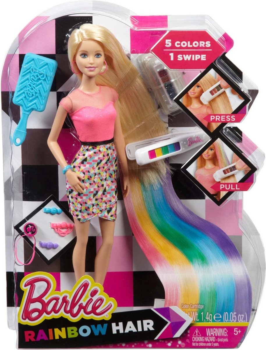 Keizer slaap toetje Barbie Regenbooghaar - Barbiepop | bol.com