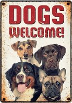 Horka - Waakbord Staal - Dogs Welcome! - 15x21 cm