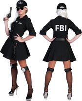Funny Fashion - Politie & Detective Kostuum - Zwart Kort Fbi Arrest Politie Agente Jurk Vrouw - zwart - Maat 44-46 - Carnavalskleding - Verkleedkleding
