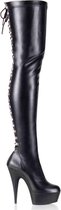 EU 40 = US 10 | DELIGHT-3063 | 6 Heel, 1 3/4 PF Back Lace Thigh Boot, Side Zip