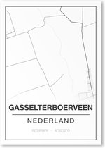 Poster/plattegrond GASSELTERBOERVEEN - 30x40cm